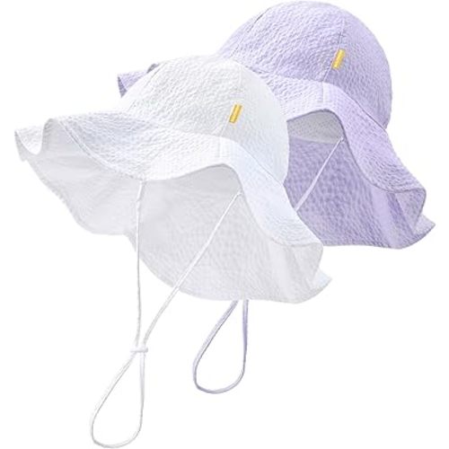 HONGTEYA Baby Sun Hat Toddler Girl Beach Hat Adjustable Outdoor Summer Hat UPF 50+ Sun Protection Wide Brim Infant Kids