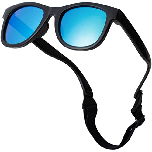 BOBLUEON Flexible Polarized Infant Baby Sunglasses with Strap for Newborn Toddler Boys Girls Age 0-24 Months