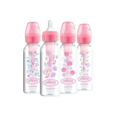 Dr. Browns Girls' Anti-Colic Options+ Narrow Baby Bottles 8oz, 4 Pack,