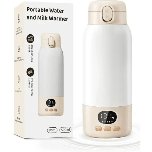 Portable Bottle Warmer for Travel, Milk Warmer for Breast Milk Formula & Water with Fast Heating & Smart Temperature Control,17oz Large Capacity