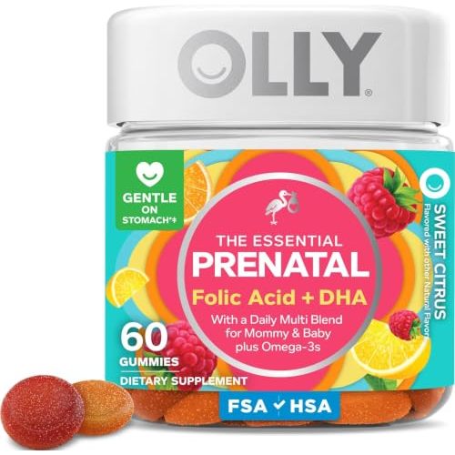 OLLY Prenatal Multivitamin Gummy, Daily Blend for Mommy & Baby - 60 Count