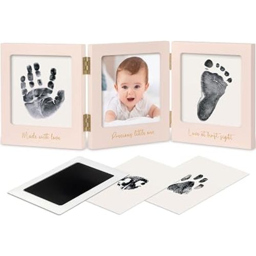Inkless Baby Handprint and Footprint Kit for Newborn (Petal Pink/Gold)