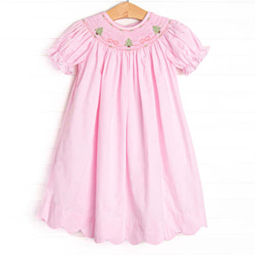 Spruced Up Scallops Smocked Bishop Dress, Pink – Stitchy Fish