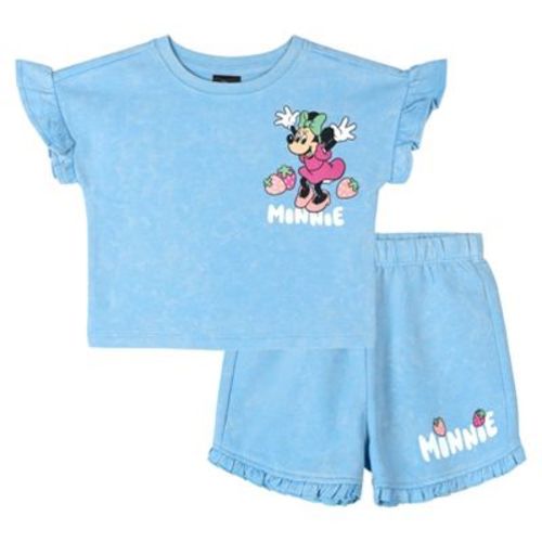 Disney Minnie Mouse Toddler Girls French Terry T-Shirt and Shorts Outfit Set Sky Blue 2T