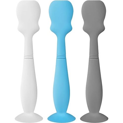 3 Pack Baby Diaper Cream Brush, Diaper Cream Spatula Applicator Silicone Baby Butt Paste Spatula for Babies, Newborn (3Pack, Gray/White/Blue)