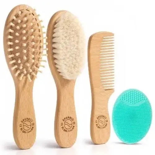 Piece Wooden Baby Hair Brush and Comb Set for Newborns - Google Search