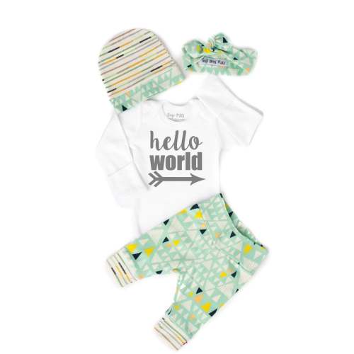 Newborn Baby Gender Neutral coming home outfit Tiny Mountain theme going home set hello world baby shower gift coming home from the hospital , Newborn Long sleeve