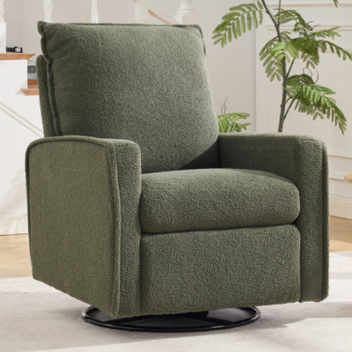Millwood Pines Sherpa Upholstered Manual Swivel Glider Rocker Recliner Nursery Chair | Wayfair