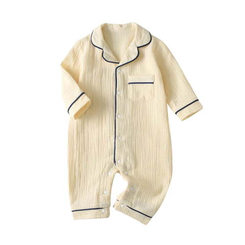 JAKANYQ Toddler Baby Girl Boy Pajamas Romper Button Up Pajamas Footie Pjs Jumpsuit Onesie Clothes Light Yellow 3-6 Months
