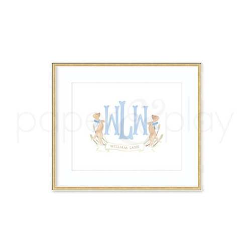 Watercolor Puppy Crest Art Print // Boy // Snips Snails //