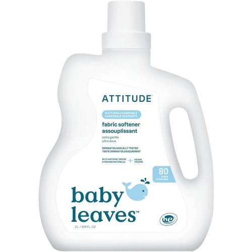ATTITUDE Baby Laundry Fabric Softener Liquid, Vegan and Naturally Derived Detergent, Plant Based, HE Washing Machine Compatible, 80 Loads, Chamomile, 67.6 Fl Oz (AMAZON EXCLUSIVE)