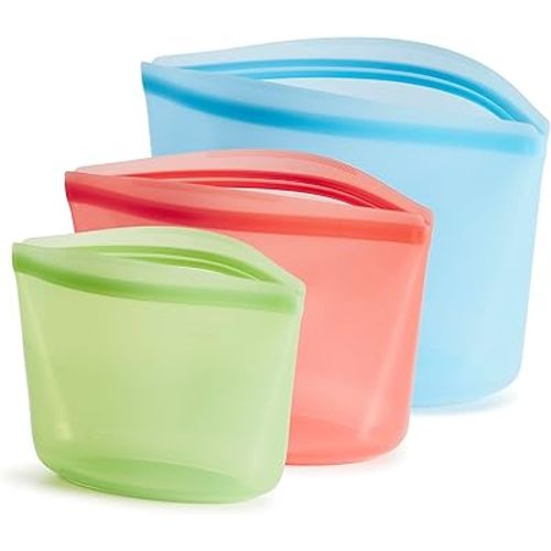 Stasher Premium Silicone Reusable Food Storage Bags, 3-Pack, Multi, Multi-Use Food Storage Bags, Lunch Bag, Travel Containers, BPA Free, Leak-free, Dishwasher-Safe, Eco-friendly