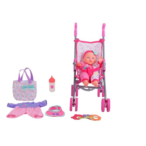 Dream Collection, Baby Doll Care Gift Set with Stroller - Lifelike Baby Doll and Accessories for Realistic Pretend Play, Posable Soft Toy - 12