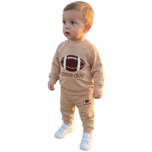 Toddler Baby Boy Football Outfit Embroidery Sweatshirt Pants Infant Fall Outfits 12 18 24 Months 2T 3T Boys Clothes