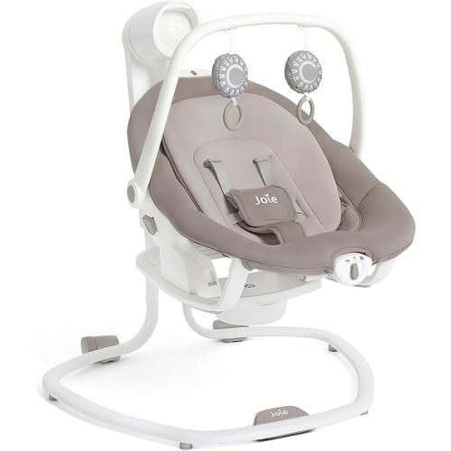 Joie Miso 2-in-1 Baby Swing & Rocker– Dual Motion Swing & Portable Rocker with 6 Speed Settings, Soothing Vibration, and 3 Recline Positions – Softglow Dimmable Light (Walnut)