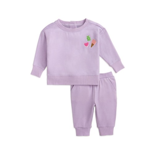 Fair Orchid Brushed Fleece Magnetic Sweatshirt & Sweatpants Set, 6-9M