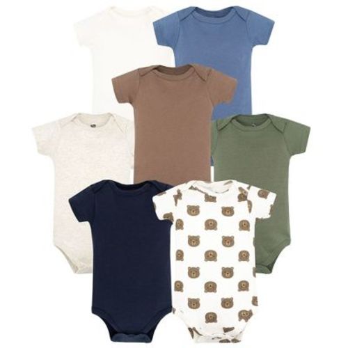 Hudson Baby Infant Boys Cotton Bodysuits 7-Pack, Happy Camper Bear Basic, 3-6 Months