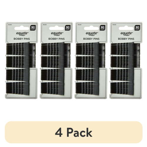 (4 pack) Equate Bobby Pins, Black, 90 Count