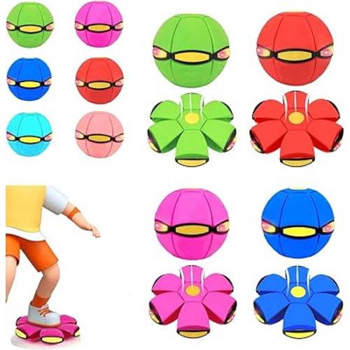 Magic Ball Magic MetaBall Magic Bouncing Ball Dual Form Freely Switchable Toy with 6 Light Perfect for Both Indoor and Outdoor Play, The Ideal for Children (4pcs)