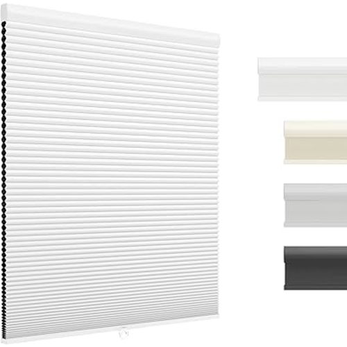 Blackout Cordless Cellular Shades, Honeycomb Blinds for Indoor Windows, for Window Size 58" W × 64" H White