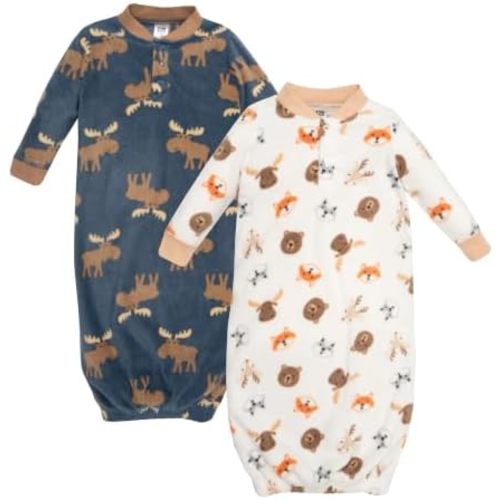 Hudson Baby Unisex Baby Fleece Gowns 2-Pack