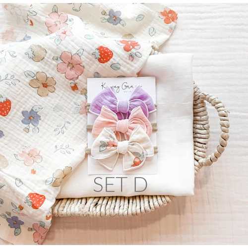 Spring Floral Bow Set, Fable Baby Bows, Baby Headbands, Girls Hair Clips, Newborn Headband, Womens Hair Bow, Toddler Bows, Newborn Bows