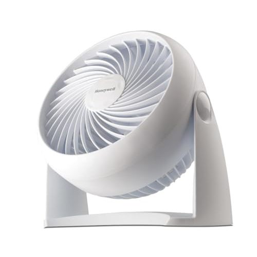 Honeywell TurboForce Air Circulator, Small Tabletop Fan, Quiet Personal Fan for Home or Office, 3 Speeds, 90 Degree Pivoting Head, White, HT-904