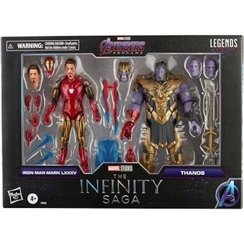 Marvel Hasbro Legends Series 6-inch Scale Action Figure 2-Pack Toy Iron Man Mark 85 vs. Thanos, Infinity Saga Character, Premium Design, 2 Figures and 8 Accessories