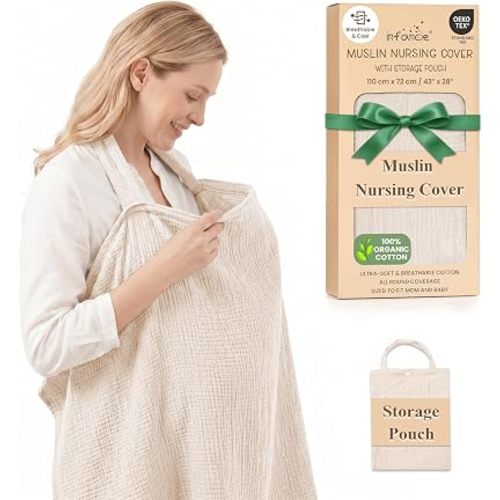 100% Organic Cotton Breastfeeding Nursing Cover 110x72 CM Stylish