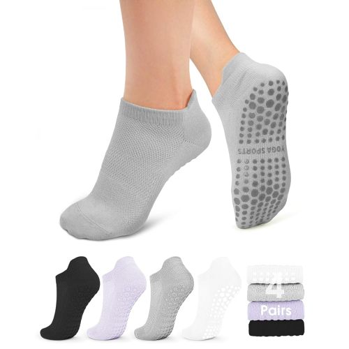 YeuG 4/6 Pairs Pilates Socks for Women - Non Slip Grip Socks for Yoga, Barre, Hospital, Barefoot