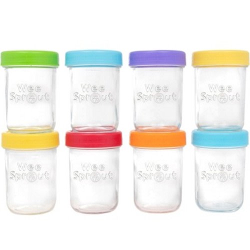 WeeSprout Glass Baby Food Storage Jars w/ Lids - 8oz, 8 Pack Set
