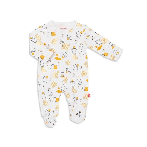 Magnetic Me™ 100% Organic Cotton Magnetic Baby Footie (Honey Bee Mine)