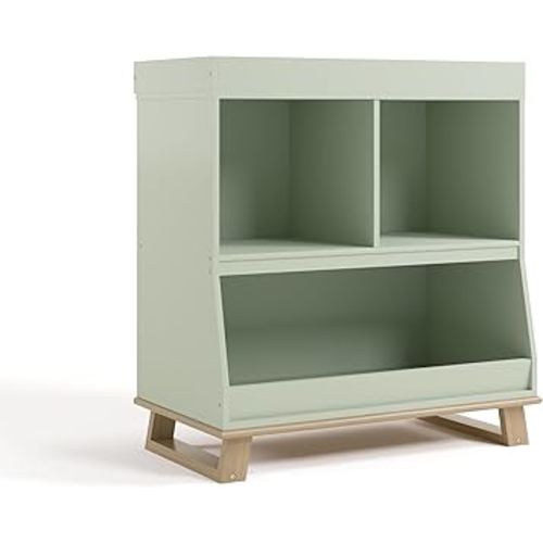 Storkcraft Modern Nursery Changing Table Dresser (Sage with Driftwood) – GREENGUARD Gold Certified, Baby Dresser with Changing Table Top