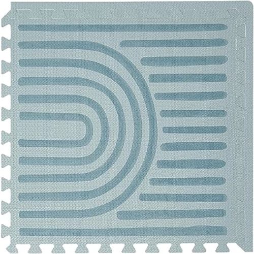 Toddlekind Playmat - Premium Foam Playmat, 4 x 6 feet, 6 Tile Extra Thick Foam Floor Puzzle Mat for Babies/Toddlers Stylish, Non-Toxic, Odorless. Perfect for Tummy Time, Crawling, and Play. Ideal for Nursery and Playroom. 0m+ (Blue)