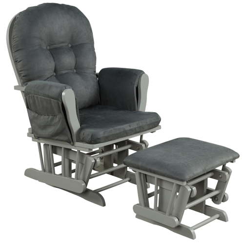Patiojoy Nursery Glider and Ottoman, Adult Rocking Chair with Storage Pocket for Bedroom and Living Room, Dark Grey - Walmart.ca