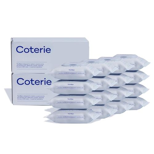 Coterie Baby Wipes, 8 Pack, 448 Count, Unscented Wipes, 99% Purified Water, Plastic-Free & Plant-Derived Fibers, Fragrance Free Hypoallergenic Sensitive Skin Baby Essentials, Clean Ingredients