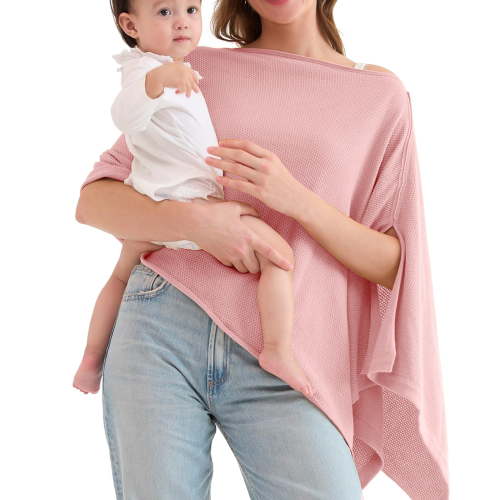 Pxiakgy Muslin Nursing Cover for Breastfeeding, Breathable 100% Cotton Privacy Nursing Covers with Hoop for Mother Nursing Apron, Soft Arch Neckline Nursing Apron Cover for Breastfeeding Breathable S