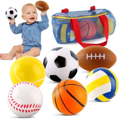 6Pcs Balls for Toddlers 1-3, Toddler Sports Toys for Indoor & Outdoor Play