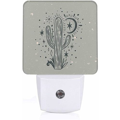 LED Night Light,Wild Cactus Desert Arizona Vintage LED Night Light Plug into Wall with Dusk to Dawn Light Sensor White Energy Efficient Nightlight for Bedroom Bathroom Hallway Living Room Kitchen