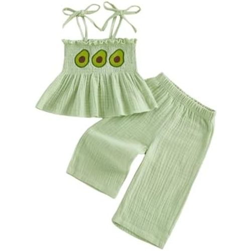 Socutebabe Toddler Baby Girl Summer Clothes Sleeveless Muslin Smocked Top Pants 6 9 12 18 Month 2 3 4 5 Year Cute Kids Outfit