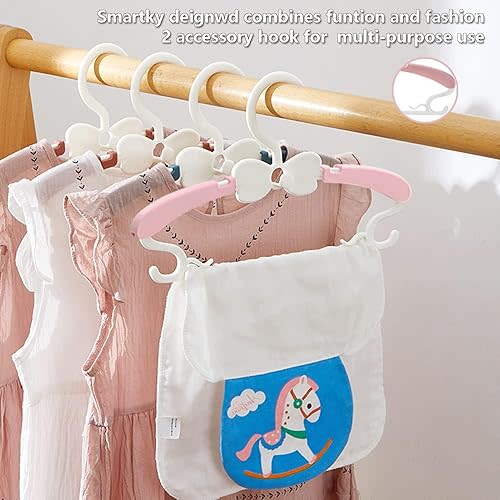 Baby Clothes Hangers, 11-14.5" Adjustable Kid Hangers for Newborn Closet, Plastic Small Infant Hanger for Toddler Pant, Child Coat Hanger for Boy Nursery Clothing, Girl Dresses, 50 Pack