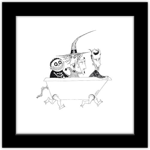Trends International Gallery Pops Disney Tim Burton's The Nightmare Before Christmas - Bathtub Wall Art Wall Poster, 12" x 12", Black Framed Version