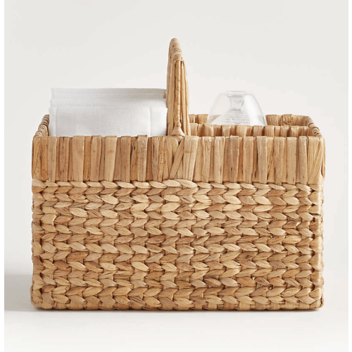 Wonderful Wicker Natural Woven 3-Compartment Diaper Caddy with Handles