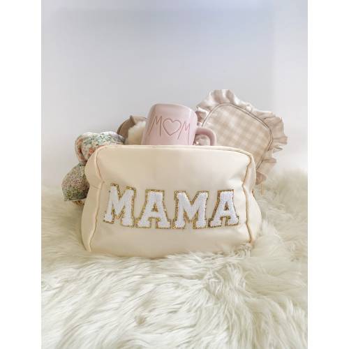 Mama Makeup Bag With Patches New Mom Mothers Day Gift Bag Hospital Or Diaper Bag Organizer Baby Shower First Time Mom Gift
