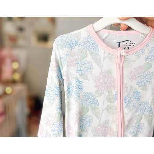 Organic Bamboo Baby Sleeper: Two Way Zipper Closure, Spring Floral Footie