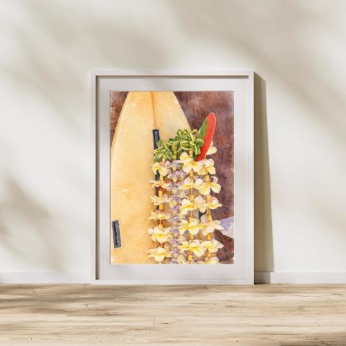 Flower Lei Wall Print | Tropical Poster | Hawaiian Island Coffee Shop Print