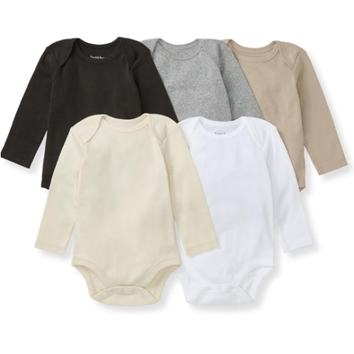 Burt's Bees Baby Bodysuits, Short Sleeve and Long Sleeve One-Pieces, 100% Organic Cotton, Pack of 5