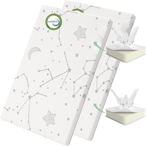 YENING Breathable Pack and Play Mattress Pad 38x26 Waterproof Baby Mattress for Pack N Play Matress Topper Waterproof 2 Pack