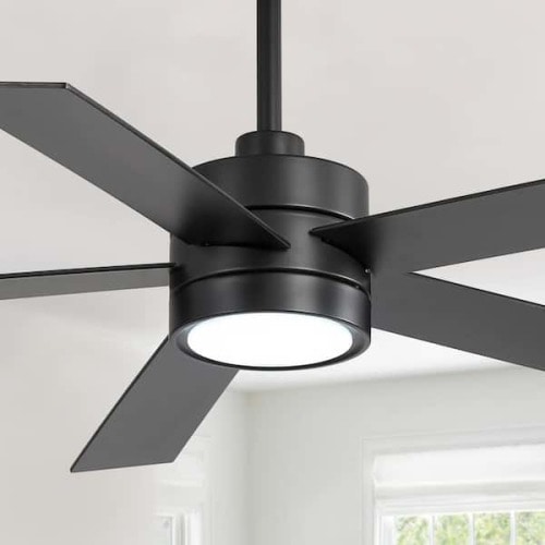 Corral 52 in. Indoor Integrated LED Black Standard Ceiling Fan with Light, 5-Black Blades, Downrod and Remote Included