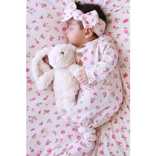 Penny's Posies Bamboo Waffle Newborn Baby Knot Gown & Hat Set